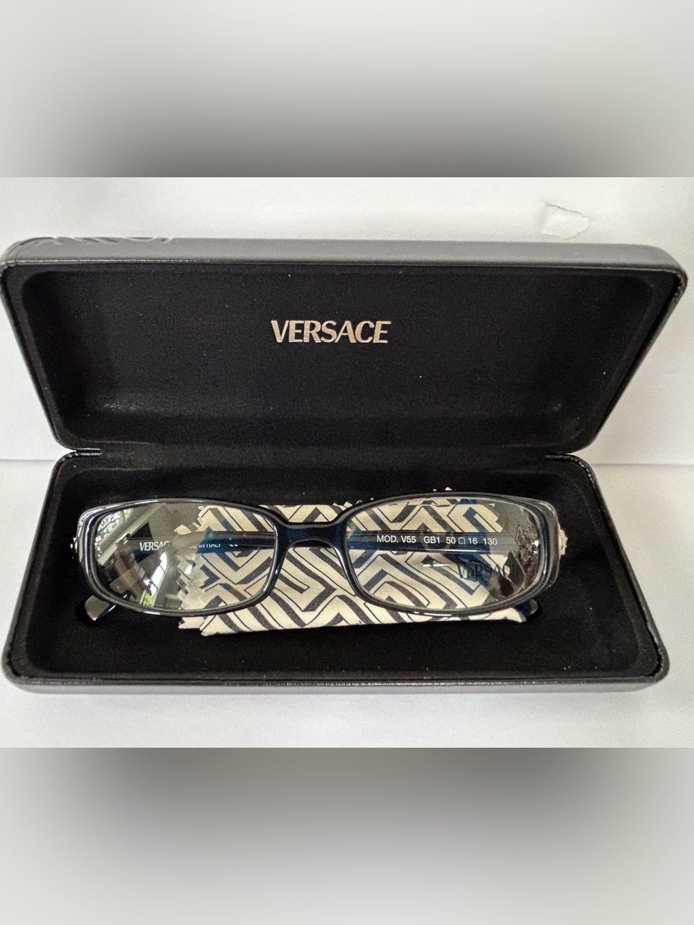 Versace Black Rectangular Eyeglasses